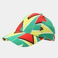 Detail of kids baseball cap featuring vibrant geometric national flag colors on cotton fabric - Guyana Geometric Print Style (11#)