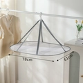 Single tier hanging drying rack for sweaters with mesh design in grey and white finish - Grey Rectangular Single Layer Without Border