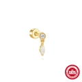 Puce d'oreille en argent S925 doré avec zircon et opale blanche de taille marquise - Style 11 - Opale Marquise Pendante (Unique)