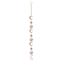 Golden sun and moon crystal suncatcher hanging ornament with colorful prisms - Gold Pendant - Moon