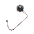 Silver metal portable bag hook with a faceted grey crystal decorative round base - Gray
