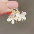 Mini golden butterfly hair claw clip with white cat-eye wings and sparkling rhinestones - White Butterfly