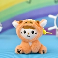Close-up of a cute plush doll wearing an orange animal costume with embroidery details - Orange Animal Transformation / 13cm