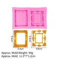 Pink silicone mold for vintage European relief frames with detailed size measurements - 1# (15-862) / Pink