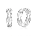 Minimalist S925 sterling silver Mobius twisted hoop earrings with a sleek polished finish - Platinum Color