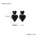 Orecchini a cuore dorati con smalto nero, design a doppio cuore, 33 mm, peso 8,2 g - Nero