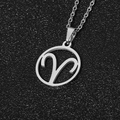 Collana con ciondolo zodiacale in acciaio inossidabile argento dal design circolare - Ariete / Color Acciaio