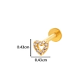 Golden heart stud with clear zircon stones and flat back piercing, size 0.43cm - 4# Hollow Heart Style - Gold