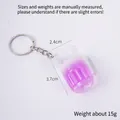 Porte-clés mini cocktail dégradé violet avec anneau argenté, hauteur de 3,7 cm - Cocktail Rose Violacé - Style Porte-clés