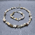 Smoky quartz crystal necklace and bracelet set with irregular natural stones - Bracelet / Mixed Rutilated Quartz