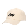 Cream baseball cap with black Lucky embroidery detail in a premium cotton twill finish - Off White