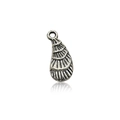 Silver ocean series shell charm pendant with textured lines and top attachment ring - 1Pc Antique Silver Shell 5x13mm