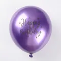 Purple metallic 12-inch Happy Birthday latex balloon for party celebration decor - Metallic Purple