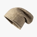 Bonnet slouchy élégant en laine tricotée marron clair avec bord roulé pour l'hiver - Taille unique / Kaki