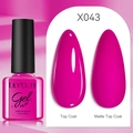 Pink gel nail polish X043 7ml bottle with glossy and matte finish display on nail tips - Pink (43)