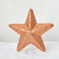 Christmas tree topper star with rose gold sequins and a sturdy silver spring base - Rose Gold with Sequin Stars