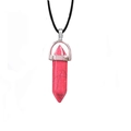 Pink quartz hexagonal point pendant with black cord necklace for women's fashion - Red Turquoise with Cord