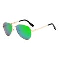 Classic gold aviator sunglasses with green polarized lenses and metal frames - Gold Frame Green Mirrored Lens