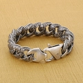 Detalle de pulsera de acero inoxidable de 18mm con grabados florales estilo vintage - Plata Antigua (KB185244-KJX)