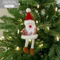 Plush Santa Claus Christmas tree ornament with red knitted sweater and long white beard - Santa Claus
