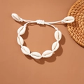 Bohemian cowrie shell anklet with adjustable white woven cord and natural textures - By0011 - White Seashell Bracelet