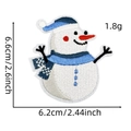 Detail of snowman embroidery patch featuring blue scarf with precise 6.6x6.2cm measurements - Blue Christmas Patch 8# (Snowman)
