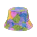 Cappello a secchiello arcobaleno in pelliccia sintetica calda per moda invernale - 56cm-58cm / Stile B (Arcobaleno Rosa-Viola)