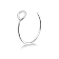 Polished silver stainless steel C-shaped nose ring with small loop and minimalist design - 0.8*8mm / Steel