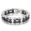 18mm industrial style bicycle chain bracelet in silver and matte black stainless steel - 23CM / Dark Grey / Steel Black (KB42924-D)