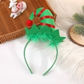Cerchietto con cappello da elfo di Natale con piume rosse e verdi per accessorio per capelli festivo - Cappello da elfo verde con pompon rosso