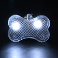 Luminous bone-shaped pet collar pendant with bright white LED lights for night safety - Clear White