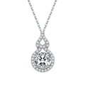 Elegant silver-plated necklace with a pear-shaped diamond pendant in an infinity loop design - Xl-37 [with Cross Chain]