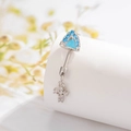 Silver titanium steel heart cross cartilage earring with turquoise and blue zircon inlay - A469-3# Left Blue Zircon + Cross (Single Piece)