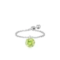 Adjustable S925 silver chain ring featuring a brilliant round green gemstone pendant - Adjustable Open / 925 Sterling Silver (Green Zirconia)