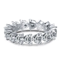 Elegant S925 sterling silver eternity ring featuring heart-shaped cubic zirconia stones - US 7 / Platinum White