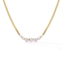 Collana a catena serpente dorata con zirconi quadrati per un look minimalista - Oro-Zircone Bianco