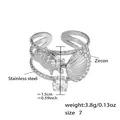 Silver stainless steel turtle and shell zircon multilayer open ring for women - Steel Shell Zircon (A287)