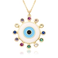 Golden sunburst evil eye necklace with colorful zircon gemstones on a white background - Gold Multi-color Solar Style (g014)