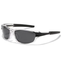 Polarized sports sunglasses with transparent frame and dark grey lenses for men - Transparent Black Frame Gray Lens