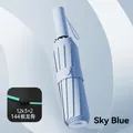 Sky blue automatic umbrella with 144-rib windproof structure and UPF 50+ UV protection - 144-Rib Heavy Duty Auto / Sky Blue