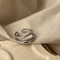 Silver double-layer open ring with black onyx minimalist vintage luxury style - Double Layer Silver Opening Style(JZ0013)