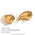 Polished 18K gold plated stainless steel teardrop earrings for minimalist daily style - Hollow 3D Pear Studs-Gold