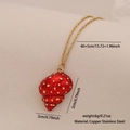 Red enamel conch shell pendant on a gold stainless steel chain necklace for women - 4# Conch
