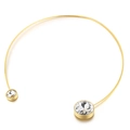 Vergulde choker ketting met asymmetrische zirkonia kristallen en open ontwerp - Goud (KN201682-KC)