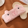 Pink plush capybara headband for washing face, soft fleece hair band in cute design - 8*24cm / Pink