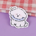 Cute white Bichon dog acrylic brooch with blue bowtie and yellow star detail - Bichon Dog 8