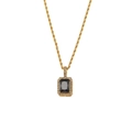 Elegant 18K gold plated twisted chain necklace with black rectangular zircon pendant - Black (DFN212BLK)