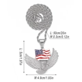 Silver hip hop necklace with eagle and American flag pendant, 20-inch Cuban chain size - Eagle Badge (467) / Silver
