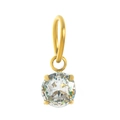 Dettaglio del ciondolo in acciaio inossidabile placcato oro 18K con zircone rotondo - Aprile - Pendente Singolo