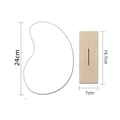 Irregular acrylic makeup mirror with rectangular wood base and 24cm height dimensions - Waterdrop Shape + Base